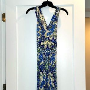 Vanessa Virginia for Anthropologie Blue Floral Maxi Dress